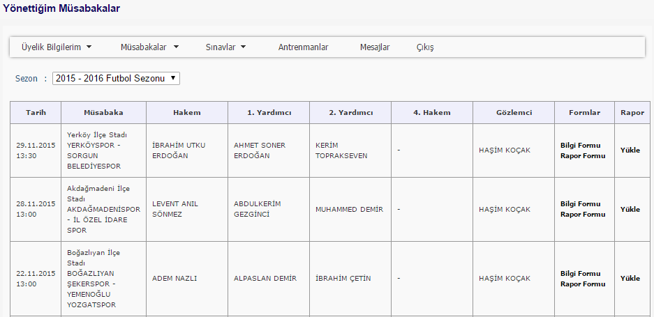FYS gözlemci müsabaka listesi