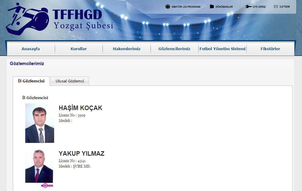 gözlemci listesi gösterimi