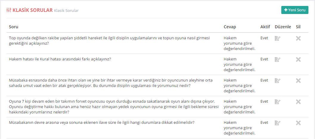 fys klasik soru yönetimi