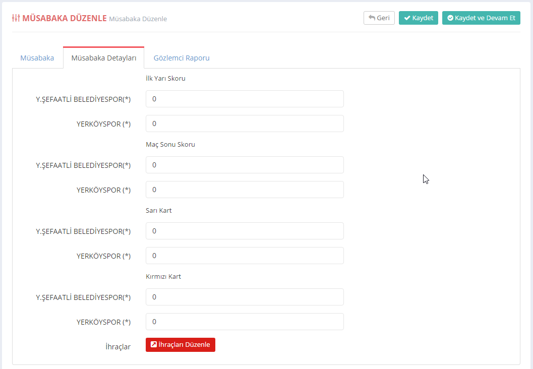 Müsabaka detayları