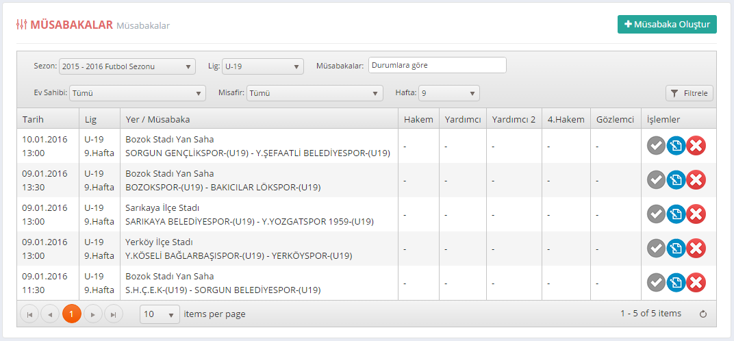 müsabaka filreleme örnek