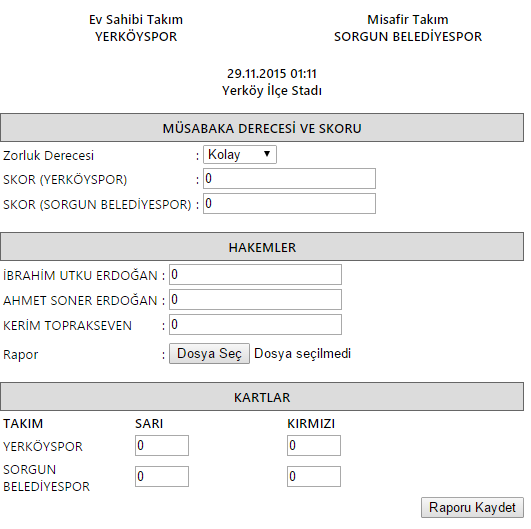 FYS Gözlemci rapor yükleme sayfası