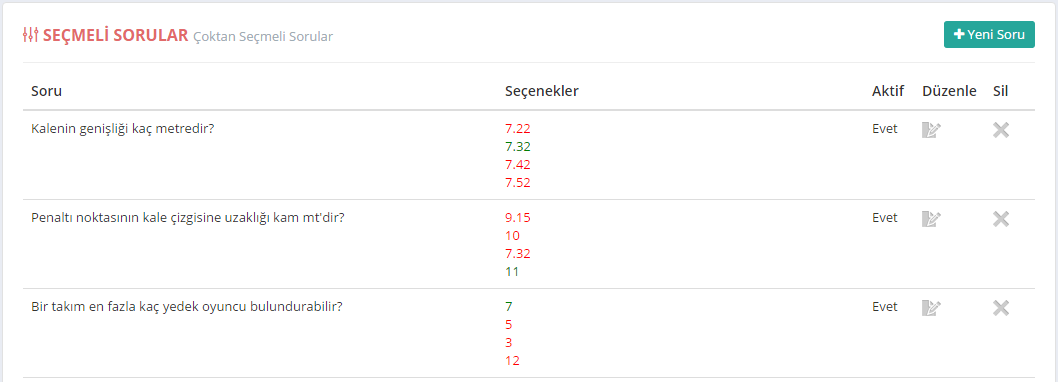 çoktan seçmeli sorular